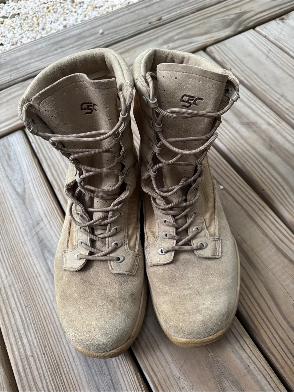 Rocky Tan Tactical Suede Combat Boots with Lace-Up Front